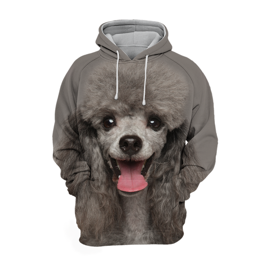 Unisex Hundhoodie | Poodle Pudel Grey Happy