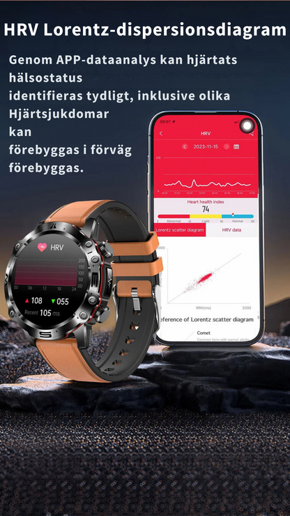 AI Medicinsk Diagnos Smartklocka - 2024 Ny klocka för blodlipider, urinsyra och blodsocker - EKG+PPG Fitness Tracker.