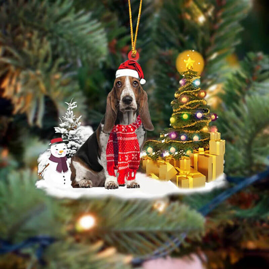 Basset Hound Snögubbe Julprydnad