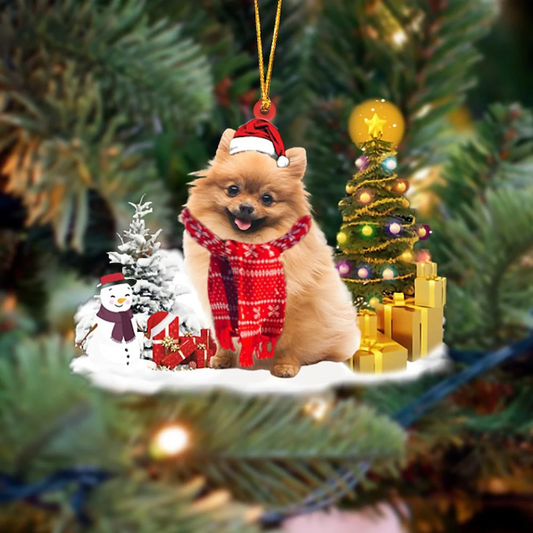 Pomeranian Snögubbe Julprydnad