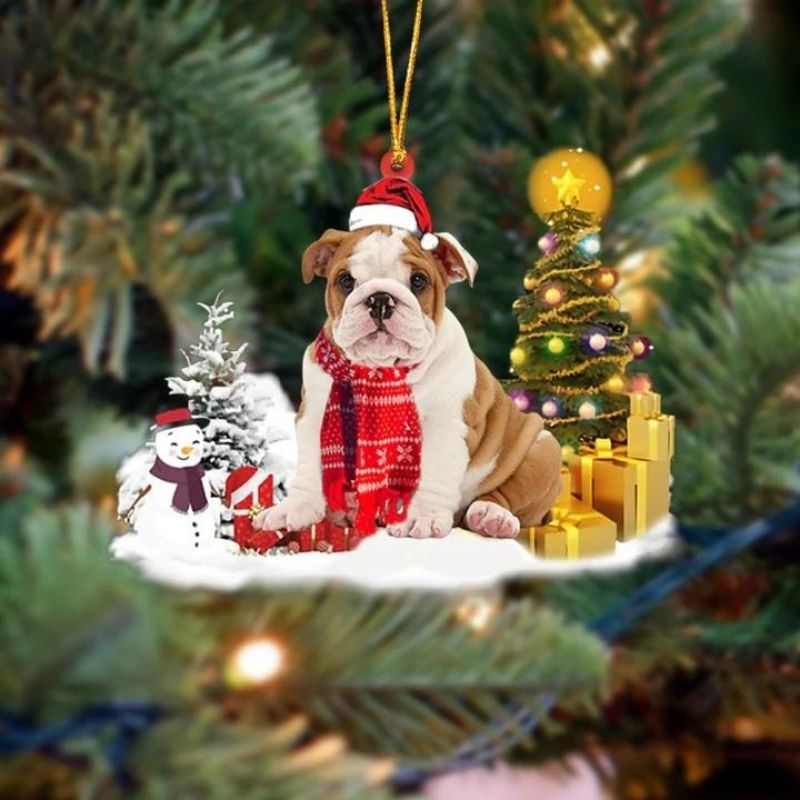 English Bulldog Snögubbe Julprydnad