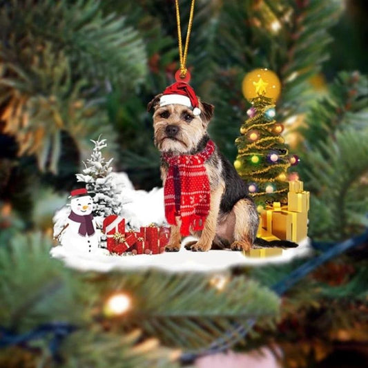 Border Terrier Snögubbe Julprydnad