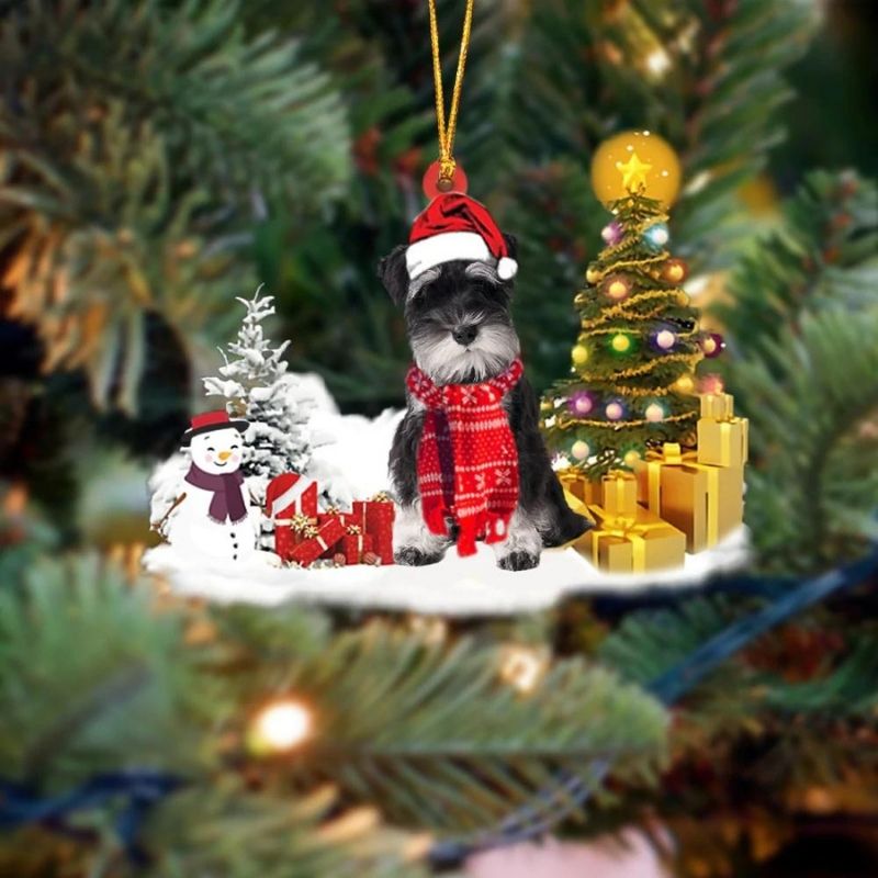 Miniature Schnauzer Snögubbe Julprydnad