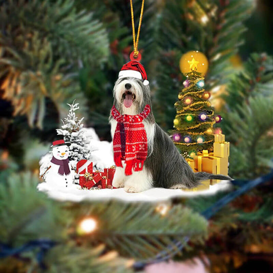 Bearded Collie Snögubbe Julprydnad