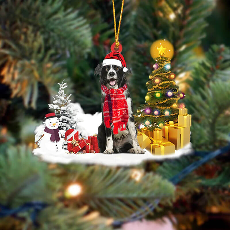 Border Collie Snögubbe Julprydnad