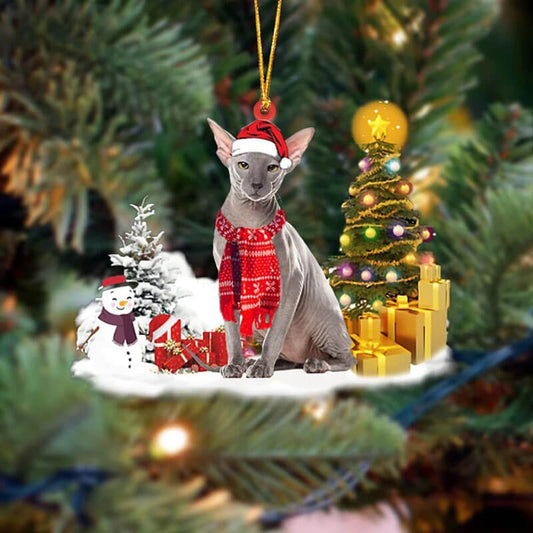 Sphynx Katt Snögubbe Julprydnad