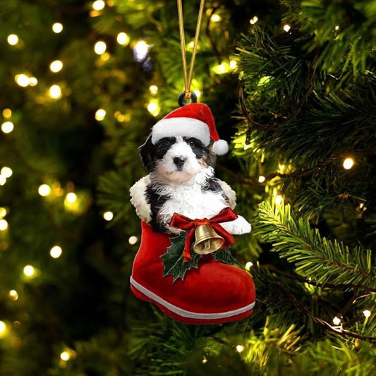 Bernedoodle i Julstövel Ornament