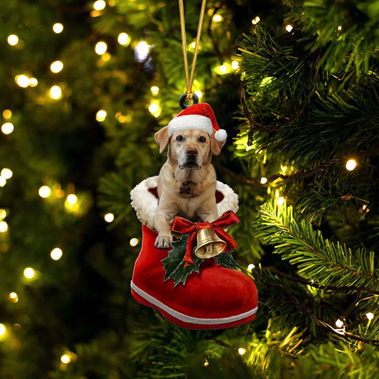 Labrador Retriever Yellow i Julstövel Ornament