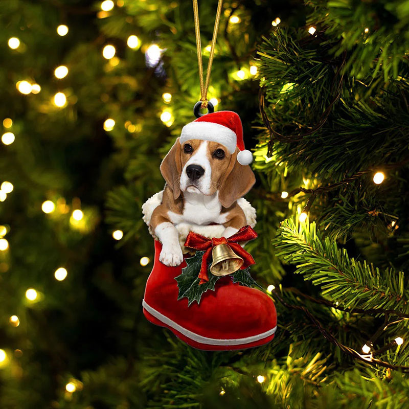 Beagle i Julstövel Ornament