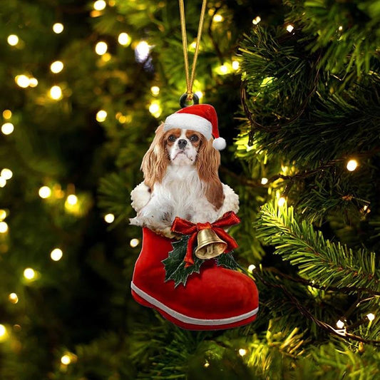 Cavalier King Charles Spaniel i Julstövel Ornament