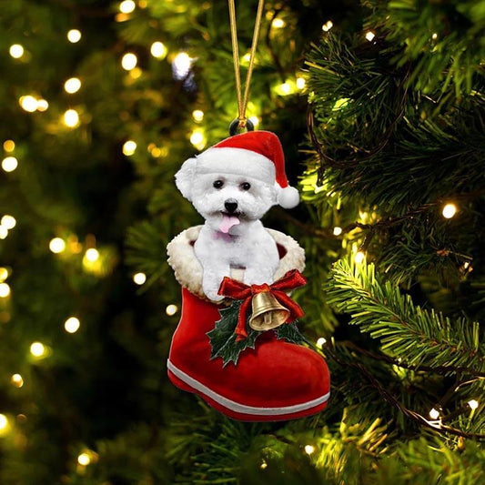 Bichon i Julstövel Ornament