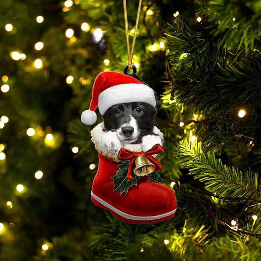 Border Collie i Julstövel Ornament