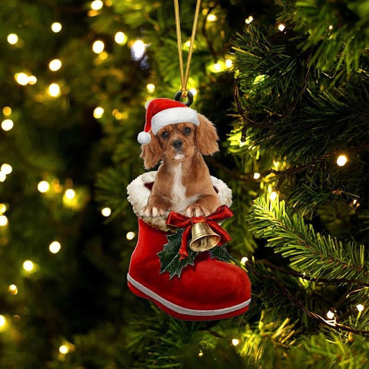 Cavalier King Charles Spaniel i Julstövel Ornament