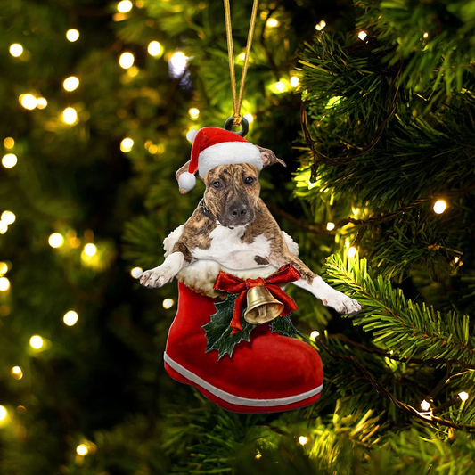 Boxer Brindle i Julstövel Ornament