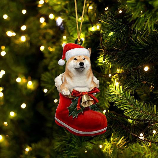 Shiba Inu i Julstövel Ornament