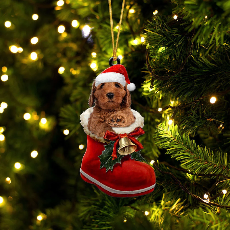 Labradoodle i Julstövel Ornament