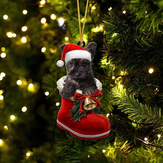 Cairn Terrier i Julstövel Ornament