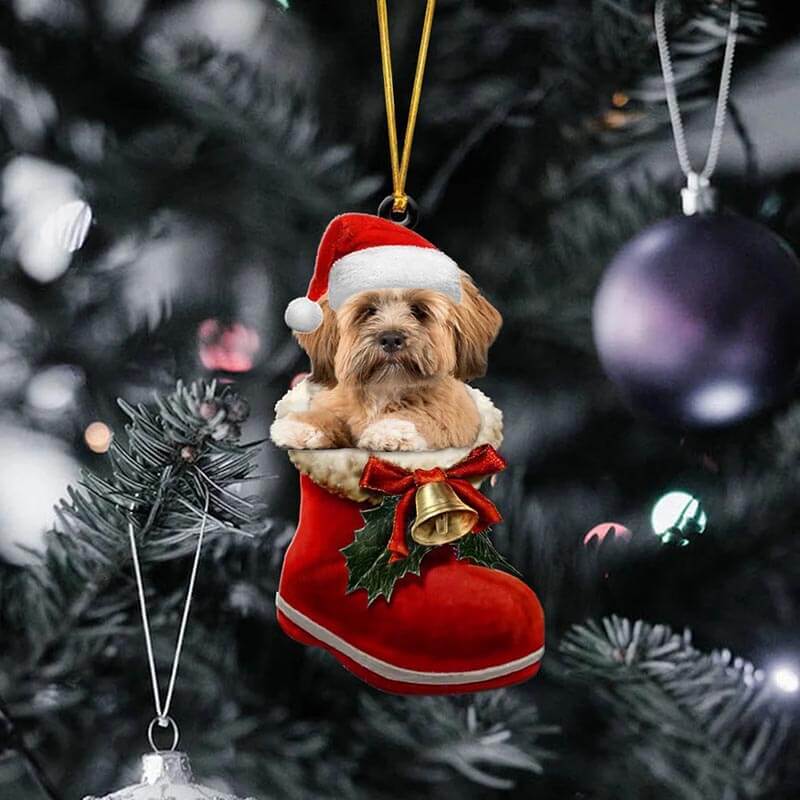 Lhasa Apso i Julstövel Ornament