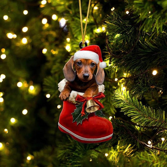 Dachshund Tax i Julstövel Ornament