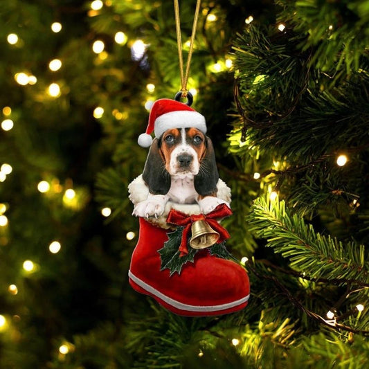 Basset Hound i Julstövel Ornament