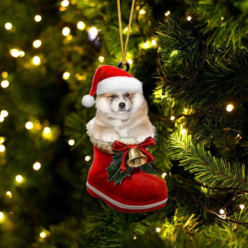 Akita Inu i Julstövel Ornament