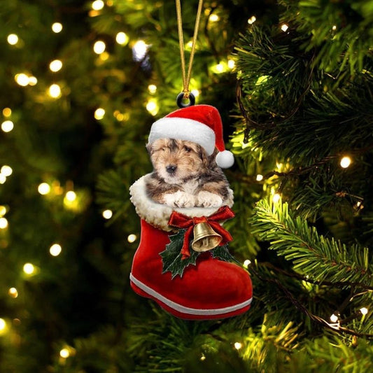 Bearded Collie i Julstövel Ornament