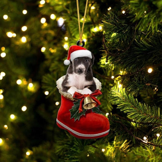 Borzoi i Julstövel Ornament