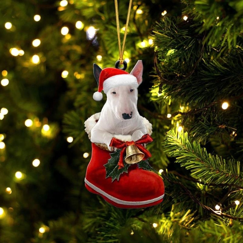 Bull Terrier i Julstövel Ornament