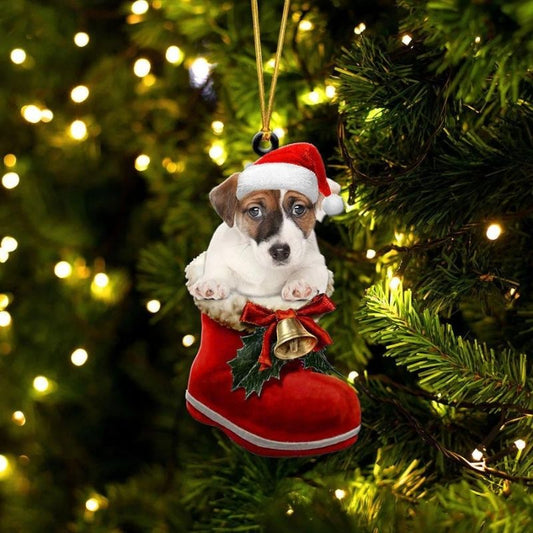 Jack Russell Terrier i Julstövel Ornament