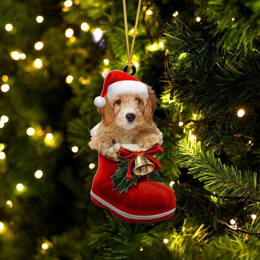 Cavapoo i Julstövel Ornament