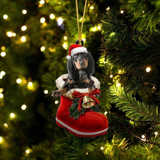 Coonhound i Julstövel Ornament