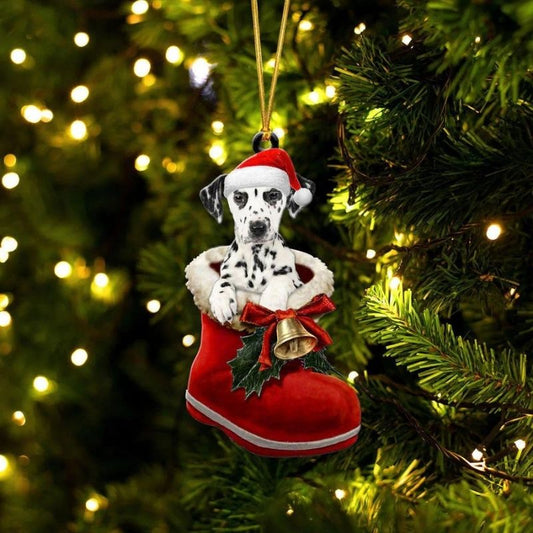 Dalmatian i Julstövel Ornament