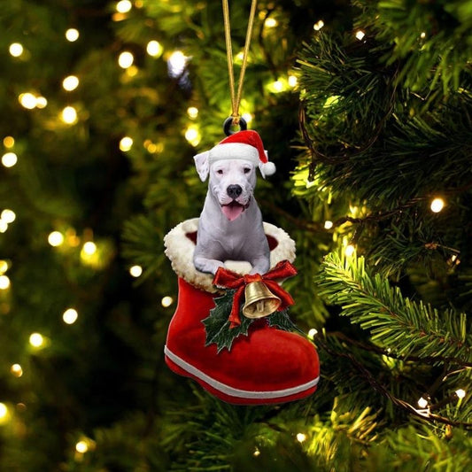 Dogo Argentino i Julstövel Ornament