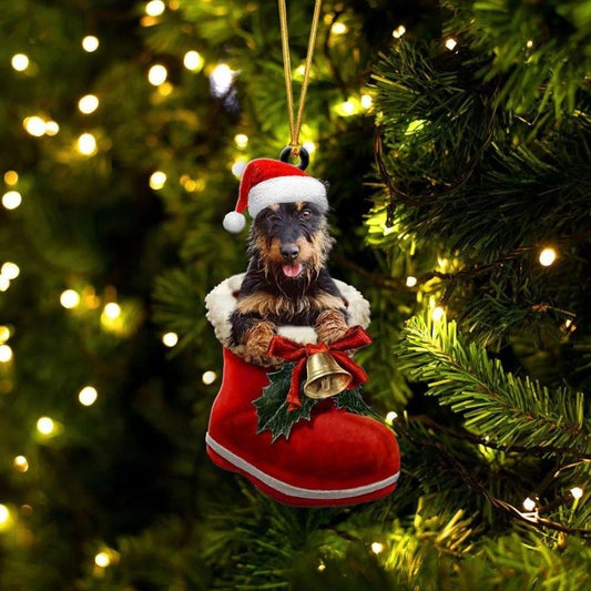 Jagdterrier i Julstövel Ornament