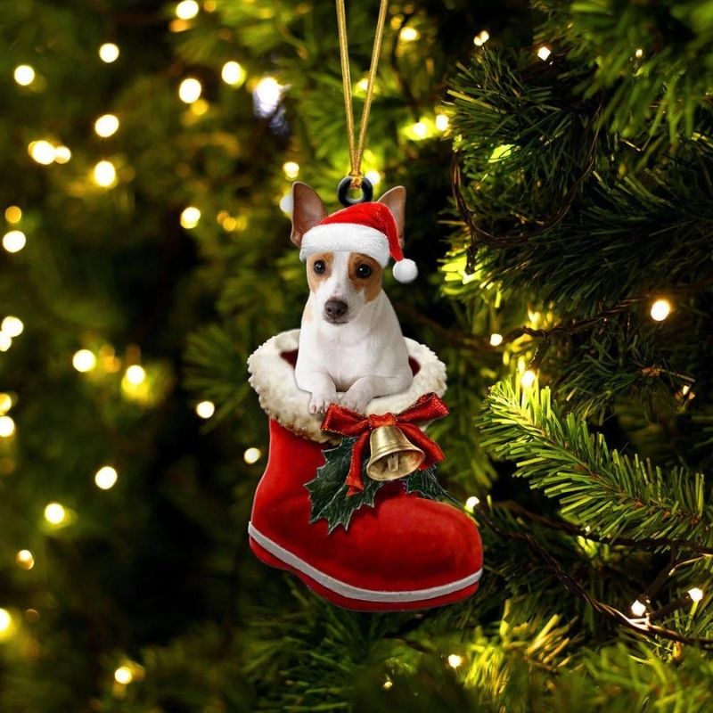 Rat Terrier i Julstövel Ornament