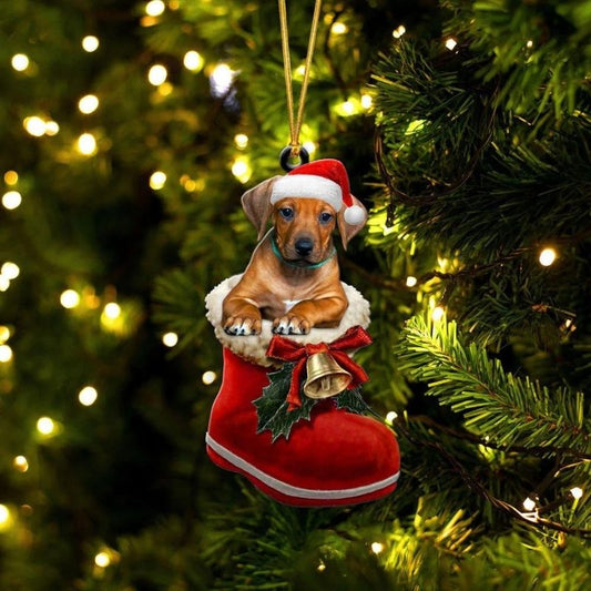 Rhodesian Ridgeback i Julstövel Ornament