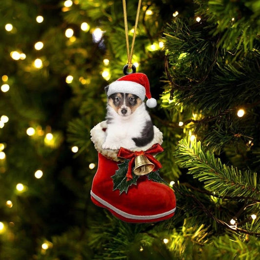 Shetland Sheepdog i Julstövel Ornament