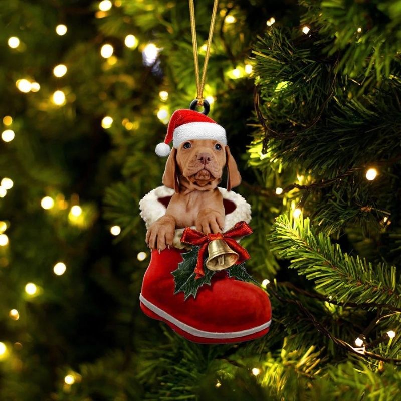 Vizsla i Julstövel Ornament