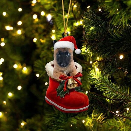 Belgain Malinois i Julstövel Ornament