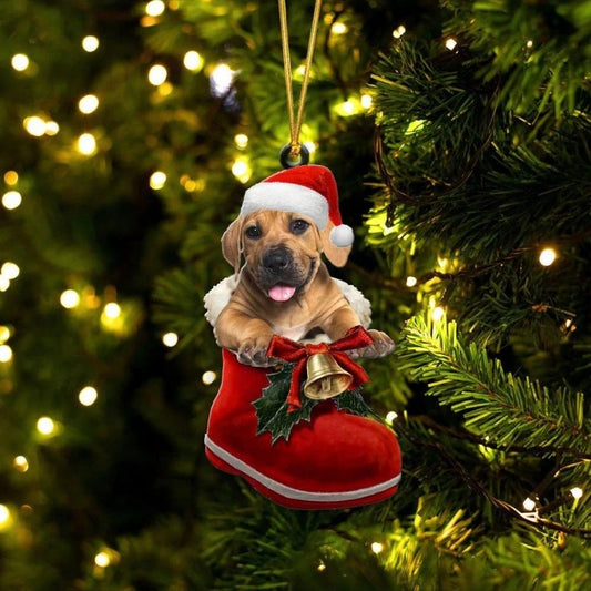 Boerboel i Julstövel Ornament