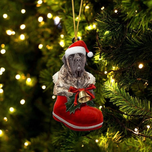 Engelsk Mastiff Brindle i Julstövel Ornament