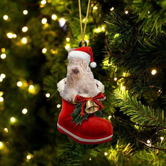 Soft-coated Wheaten Terrier i Julstövel Ornament