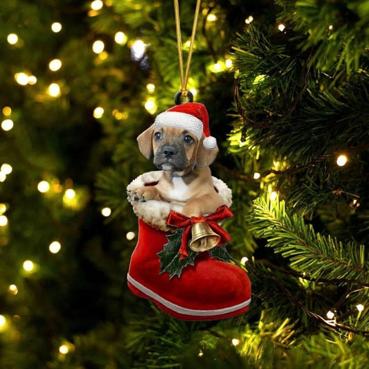 Pug Mops i Julstövel Ornament