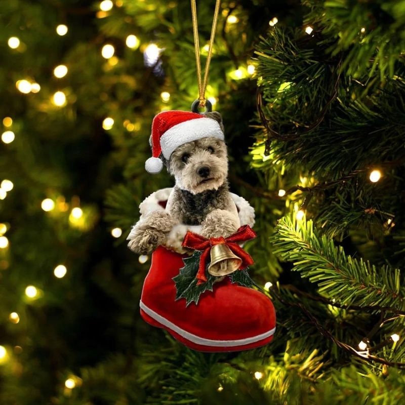 Pumi Dog i Julstövel Ornament