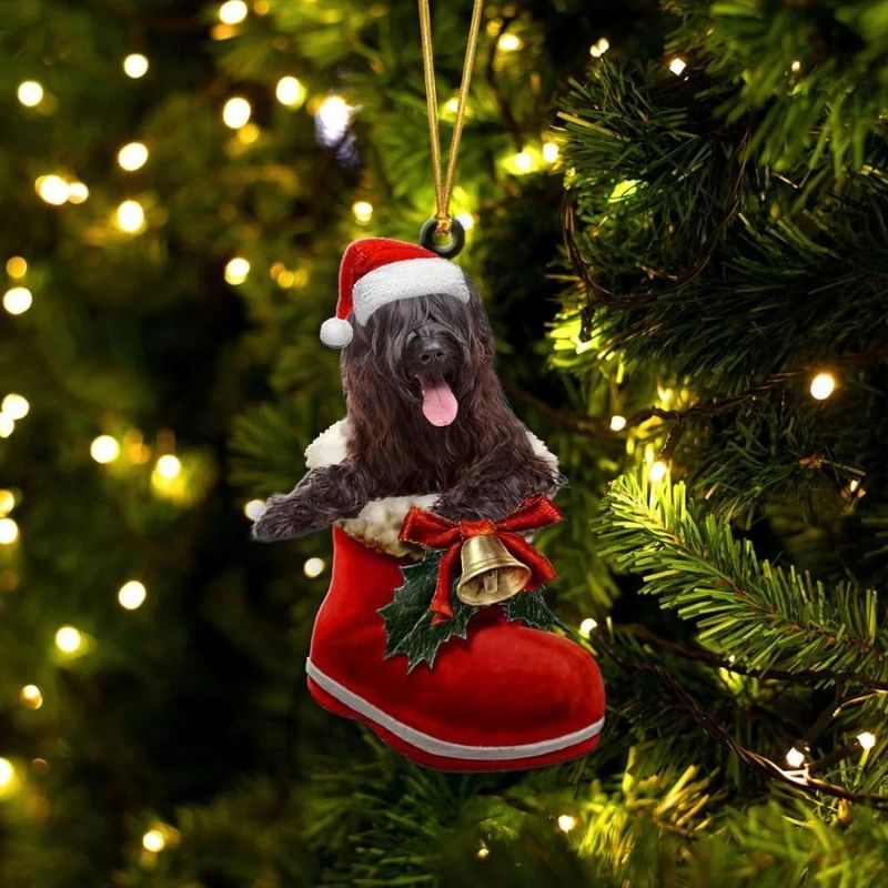 Briard i Julstövel Ornament