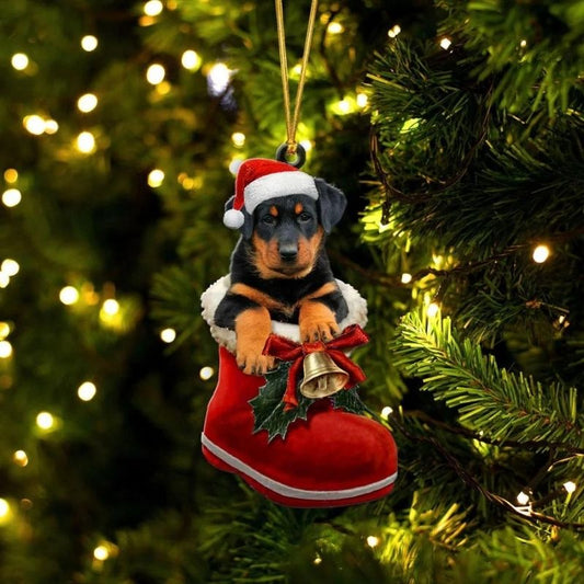 Beauceron i Julstövel Ornament