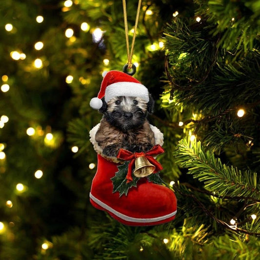 Soft-coated Wheaten Terrier i Julstövel Ornament