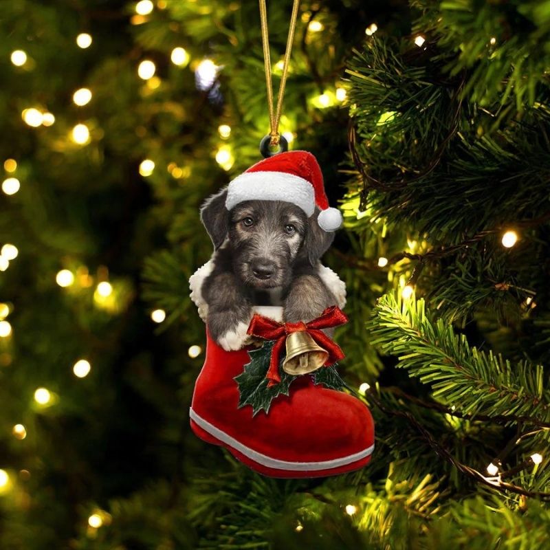 Irish Wolfhound i Julstövel Ornament