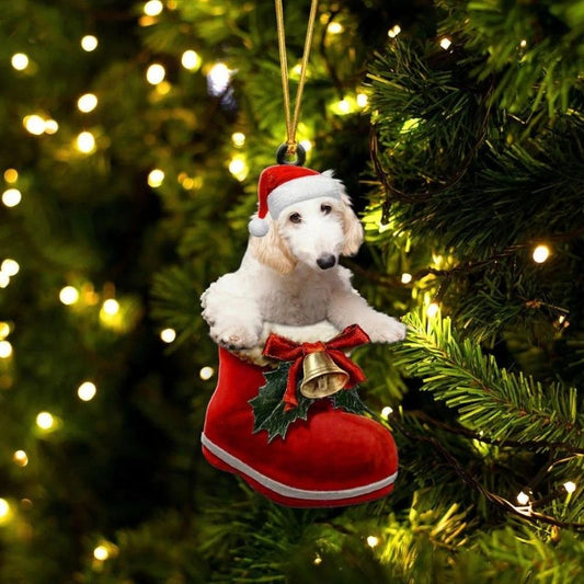 Fox Terrier i Julstövel Ornament