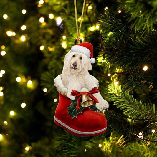 Goldendoodle Cream i Julstövel Ornament